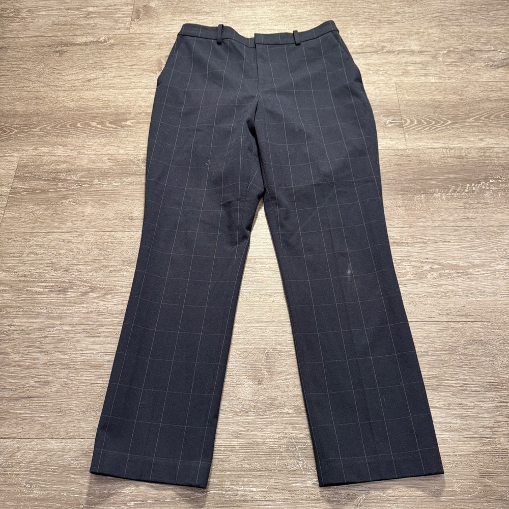 Uniqlo Pants Men Medium Blue Windowpane Slacks Slim Straight Preppy Casual 28x27